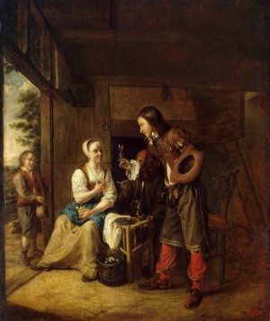 Man offering a glass of wine to a woman